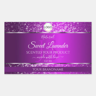 Sticker Rectangulaire Logo violet classique Initiales Parties scintillan