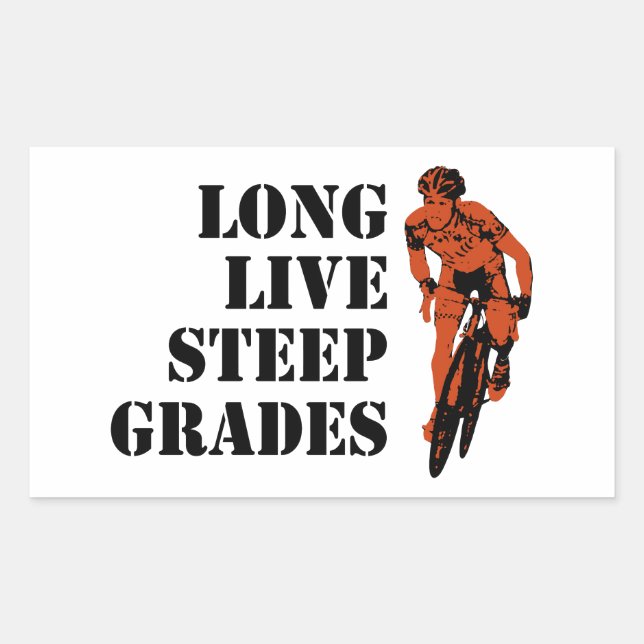 Sticker Rectangulaire Longue Vie Raide Grades Cyclisme (Devant)