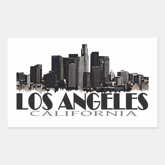Sticker Rectangulaire Los Angeles Californie - skyline sombre (Devant)