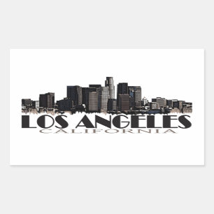 Sticker Rectangulaire Los Angeles Californie - skyline sombre