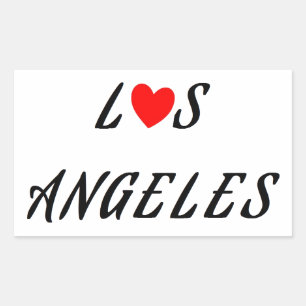 Sticker Rectangulaire Los Angeles coeur rouge