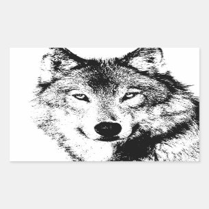Sticker Rectangulaire Loup