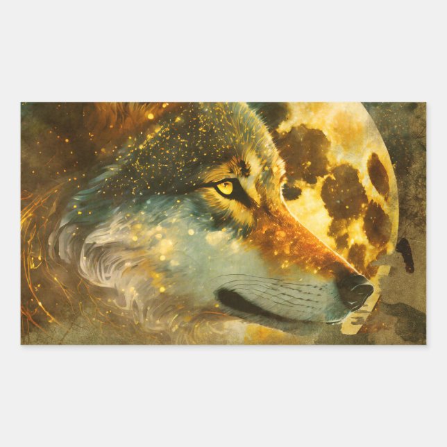 Sticker Rectangulaire Loup 4 (Devant)