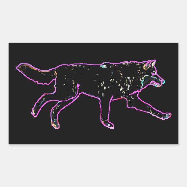 Sticker Rectangulaire Loup électrique (Devant)