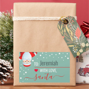 Sticker Rectangulaire "Love, Père Noël" Sage Green Custom Holiday Cadeau