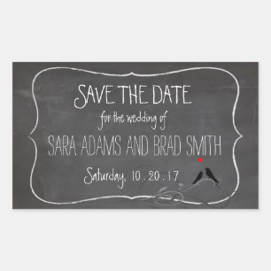 Sticker Rectangulaire Lovebirds rustiques Chalkboard Enregistrer les sti