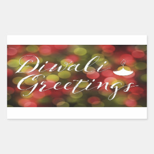 Sticker Rectangulaire lumières de bokeh de salutations de diwali