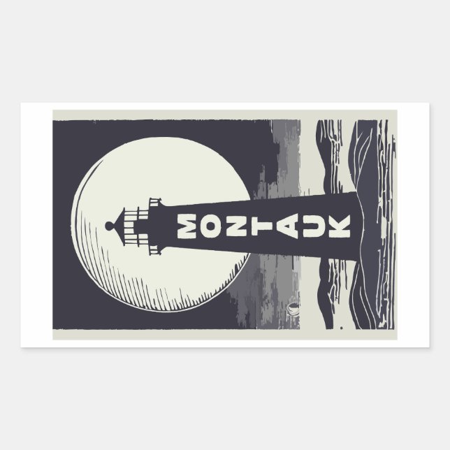Sticker Rectangulaire Lune du phare de Montauk Point (Devant)