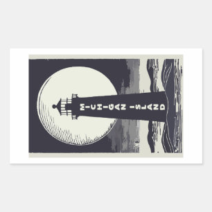 Sticker Rectangulaire Lune phare de Michigan Island