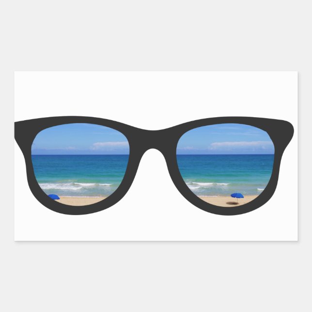 Sticker Rectangulaire Lunettes de soleil de plage (Devant)