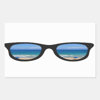 Sticker Rectangulaire Lunettes de soleil de plage