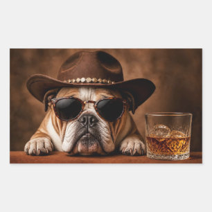 Sticker Rectangulaire Lunettes de soleil super mignonnes Whiskey et Bull
