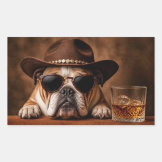 Sticker Rectangulaire Lunettes de soleil super mignonnes Whiskey et Bull