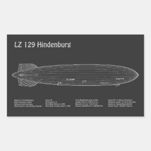 Sticker Rectangulaire LZ 129 Hindenburg - Plan directeur des navires PD