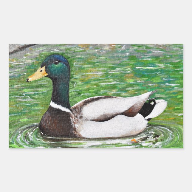 Sticker Rectangulaire M. Mallard Peinture de canard (Devant)