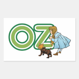 Sticker Rectangulaire Mage de l'Oz Dorothy Toto avec grandes lettres