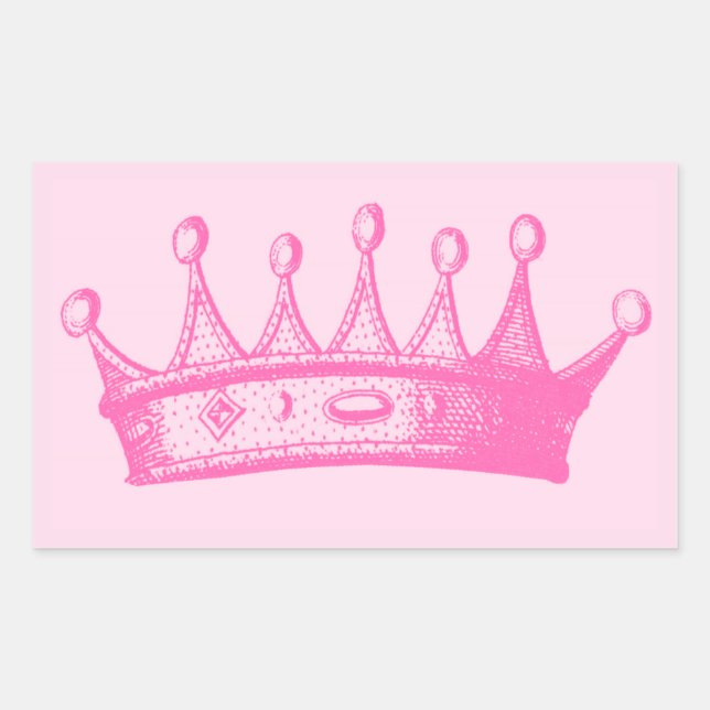 Sticker Rectangulaire Magenta Princess Crown sur Arrière - plan rose (Devant)