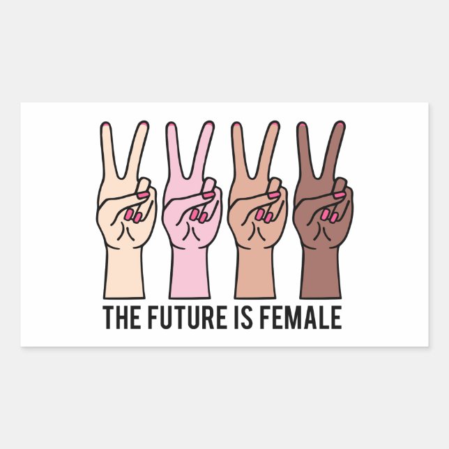 Sticker Rectangulaire Main féminine avec signe de paix (Devant)