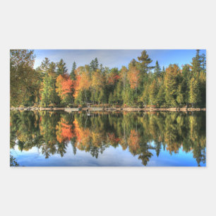 Sticker Rectangulaire Maine Automne automne Foliage Lake Réflexions