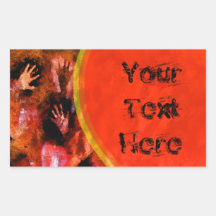 Sticker Rectangulaire Mains de feu