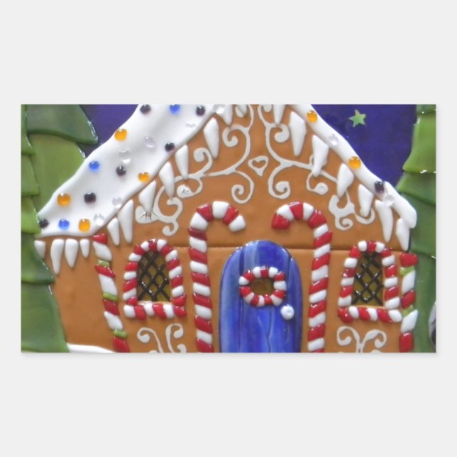 Sticker Rectangulaire Maison de pain d'épices (Devant)