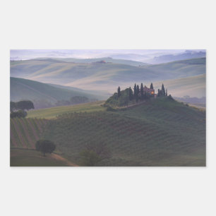 Sticker Rectangulaire Maison en Toscane dans le rectangle du matin stick