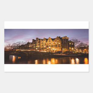Sticker Rectangulaire Maisons de canal d'Amsterdam à l'autocollant