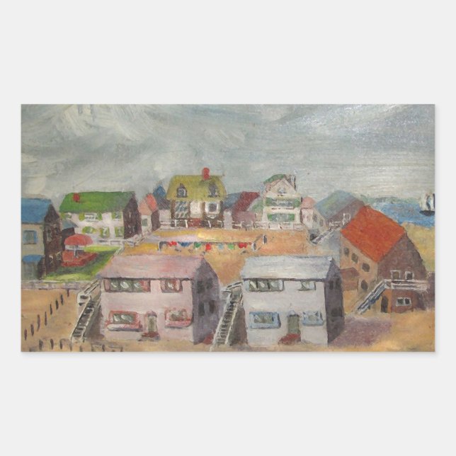 Sticker Rectangulaire Maisons Plage (Devant)