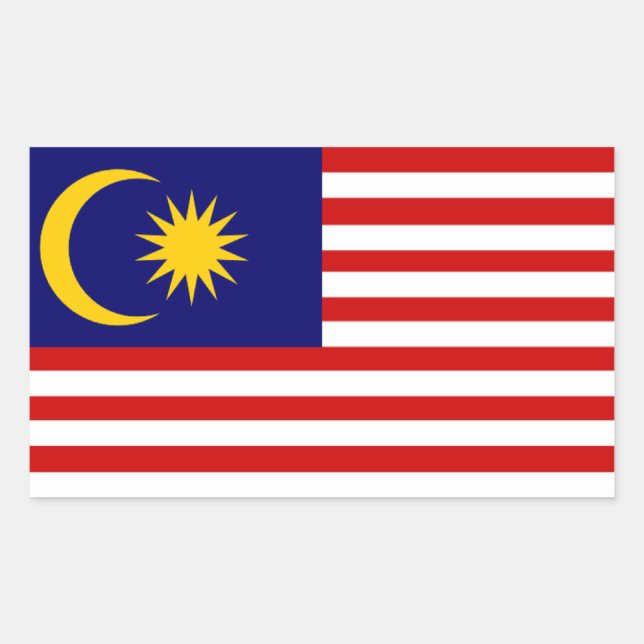 Sticker Rectangulaire Malaisie : Drapeau de Malaisie (Devant)