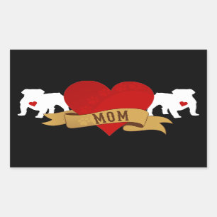 Sticker Rectangulaire Maman anglaise de bouledogue [style de tatouage]