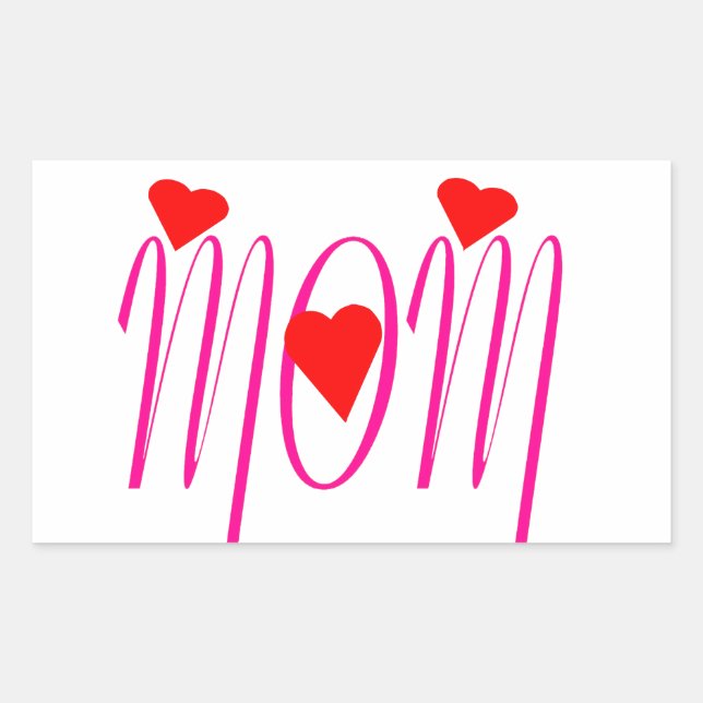 Sticker Rectangulaire Maman aux Coeurs rouges (Devant)