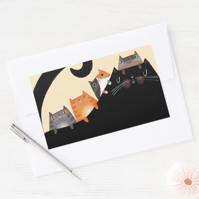 Sticker Rectangulaire Maman & Kittens (Enveloppe)