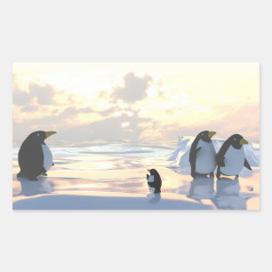 Sticker Rectangulaire manchots se détendant sur une banquise