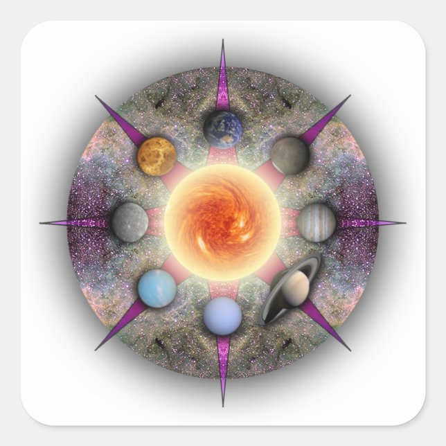 Sticker rectangulaire Mandala planétaire (Devant)