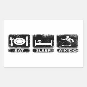 Sticker Rectangulaire Mangez l'Aikido de sommeil