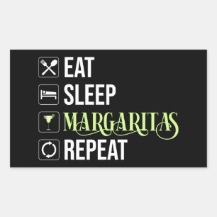 Sticker Rectangulaire Mangez Sleep Margaritas Répéter