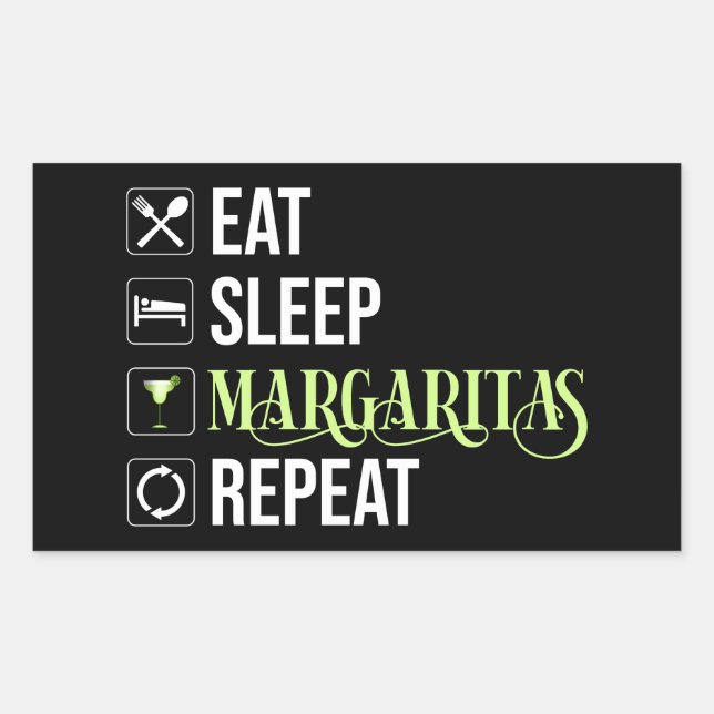 Sticker Rectangulaire Mangez Sleep Margaritas Répéter (Devant)