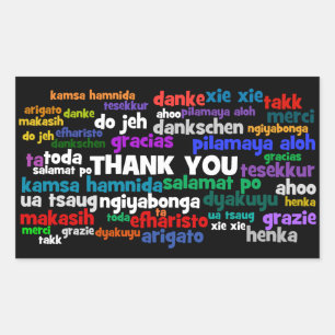 Sticker Rectangulaire Manières multiples de dire le Merci dans beaucoup