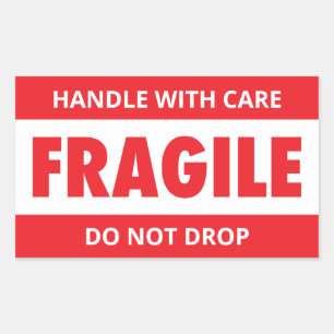 Sticker Rectangulaire Manutention délicate, fragile, ne pas laisser tomb
