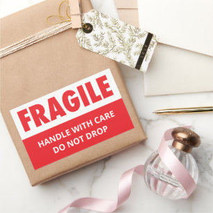 Sticker Rectangulaire Manutention fragile avec soin Ne pas laisser tombe