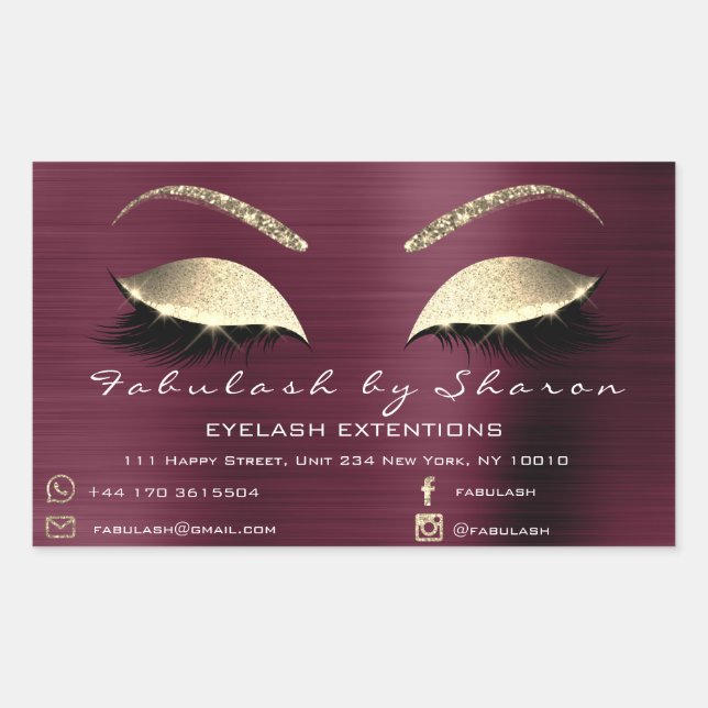 Sticker Rectangulaire Maquillage Beauté Salon Bourgogne Adress Luxe (Devant)