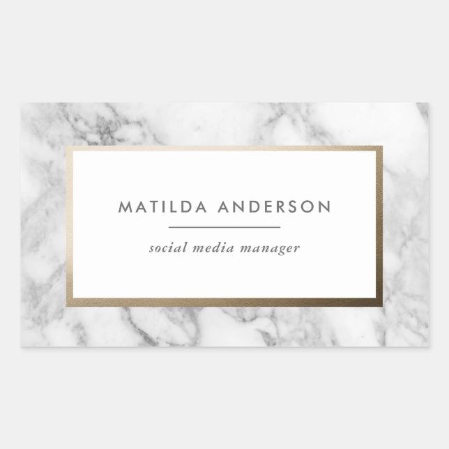 Sticker Rectangulaire Marbre minimal moderne et géométrique or (Devant)
