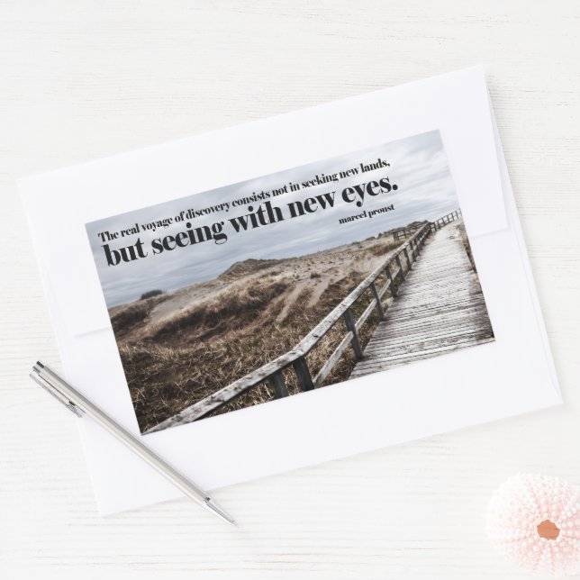 Sticker Rectangulaire Marcel Proust Citation Inspirationnelle "Nouveaux  (Enveloppe)