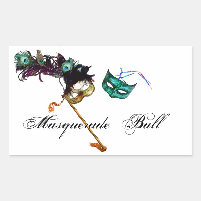 STICKER RECTANGULAIRE MARDI GRAS MASQUERADE (Devant)