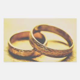 STICKER RECTANGULAIRE MARIAGE BANDES MARIAGES D'OR
