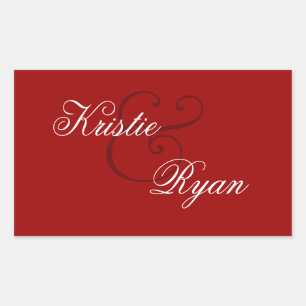 Sticker Rectangulaire Mariage de joint d'enveloppe rouge