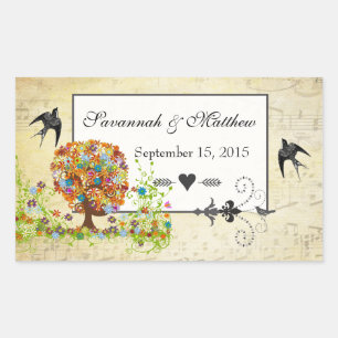 Sticker Rectangulaire Mariage de la branche côté forêt enchantée