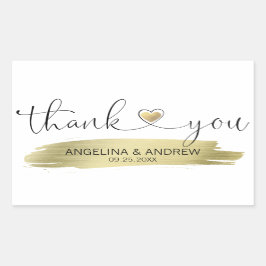 Sticker Rectangulaire Mariage de Merci de brosse d'or