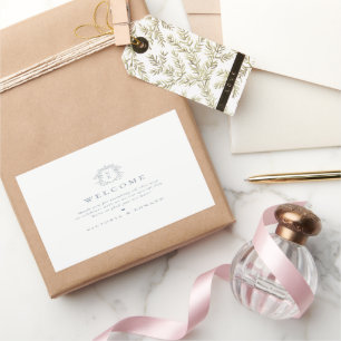 Sticker Rectangulaire Mariage de monogramme en crête bleue Dusty