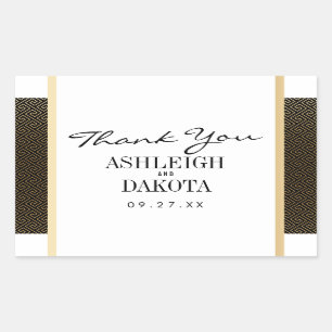 Sticker Rectangulaire Mariage Elégant Formal Golden Géométrique sur No